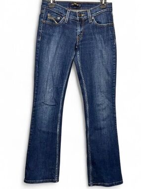 Y2K Levi's 524 Too Super Low Dark Blue Flared Jeans - Classic Stretch Denim